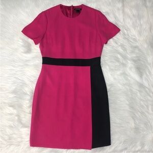 St John Elegant Pink and Black Colorblock silk Dress